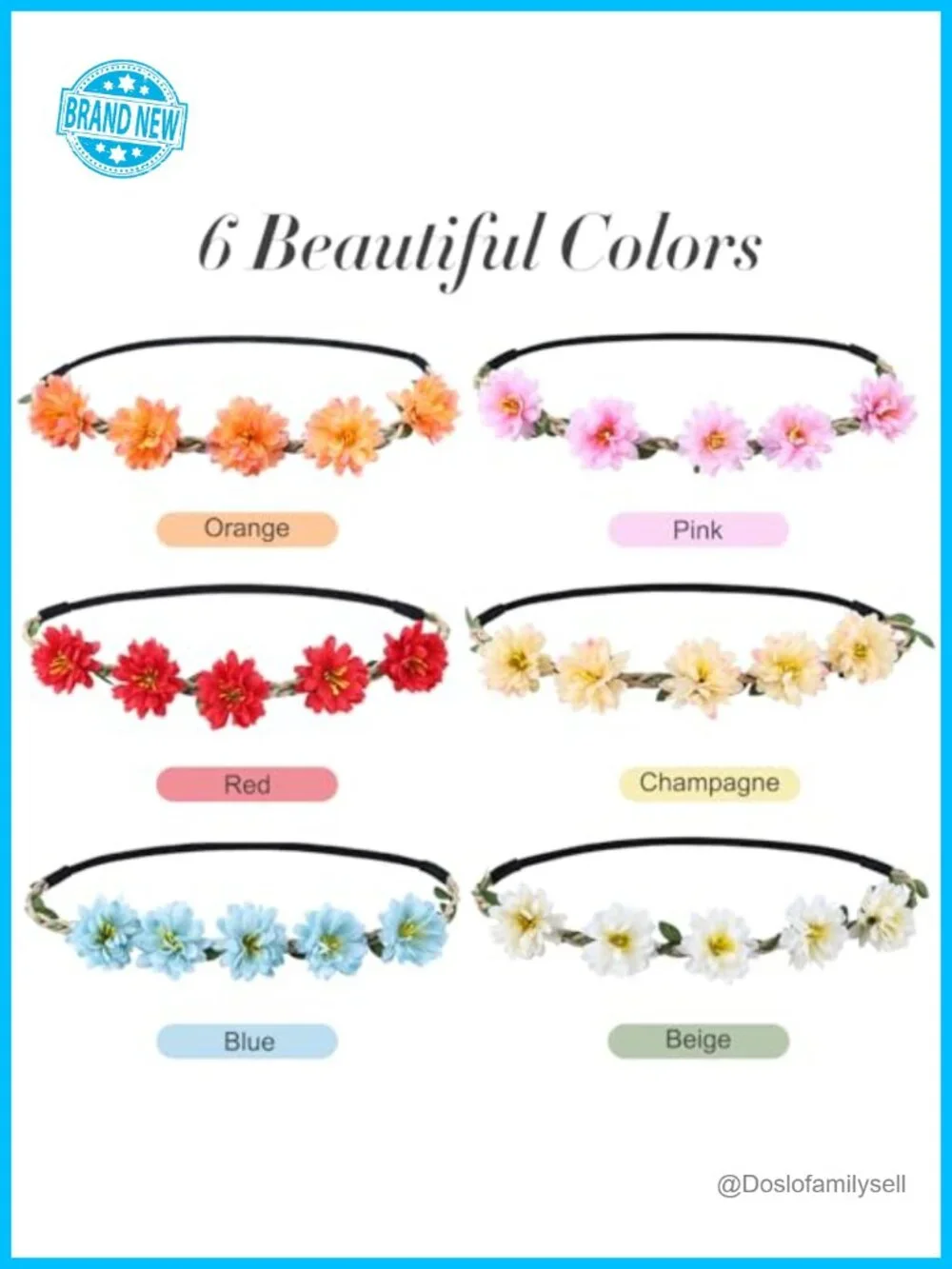 6 Pack Floral Headband Flower Crown for Women Wedding Party Boho Hair